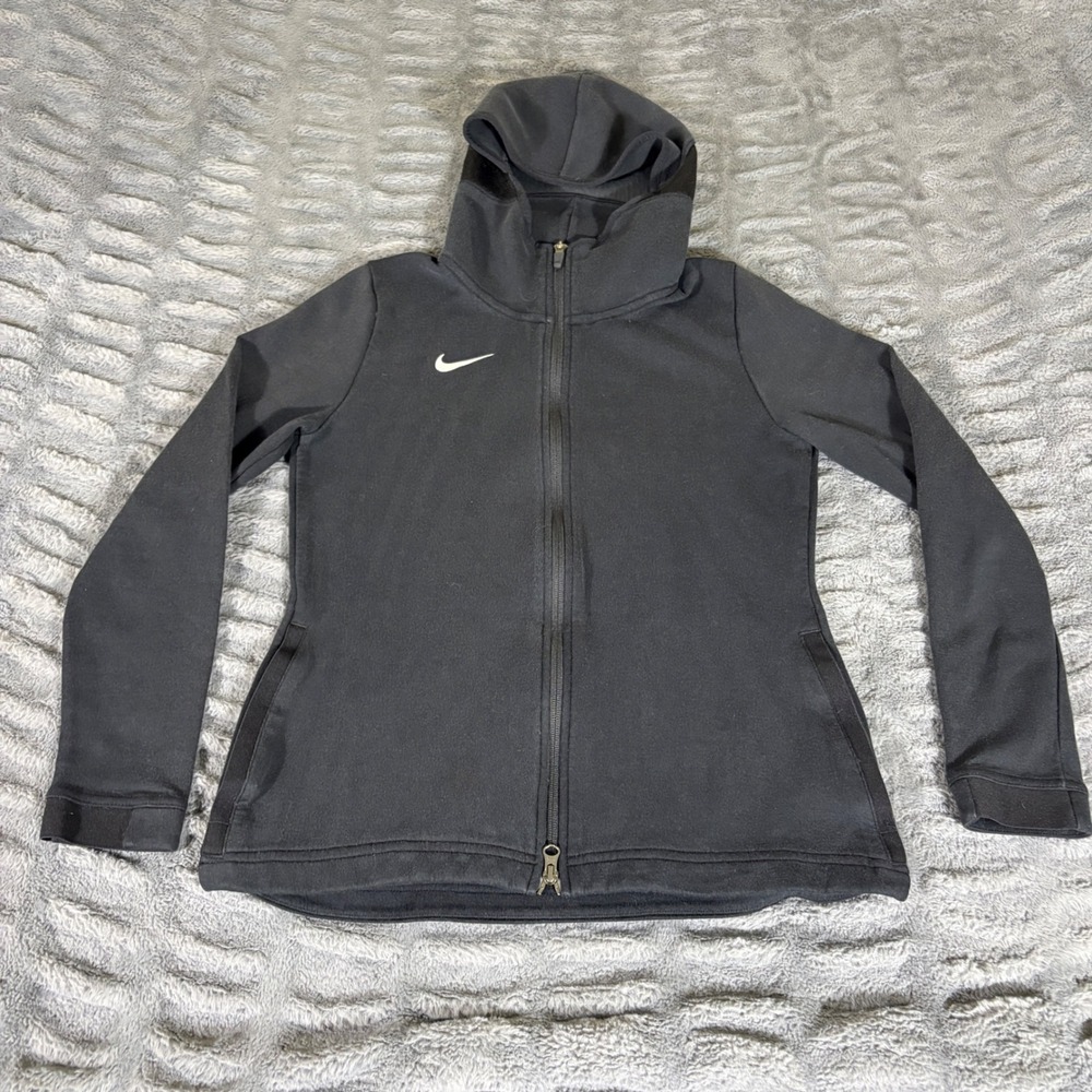 Nike Womens Dri-FIT Full Zip Hoodie Black High Neck Jacket 930725-010 Medium